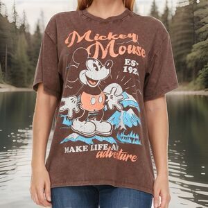 Disney Mickey Mouse Adventure Tee Shirt Women 2XL Brown New